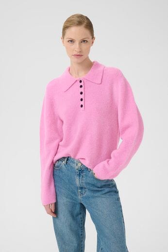 Gestuz - Gzalpha Polo Pullover 10910589 - 108700 - Begonia Mélange Strikbluser 