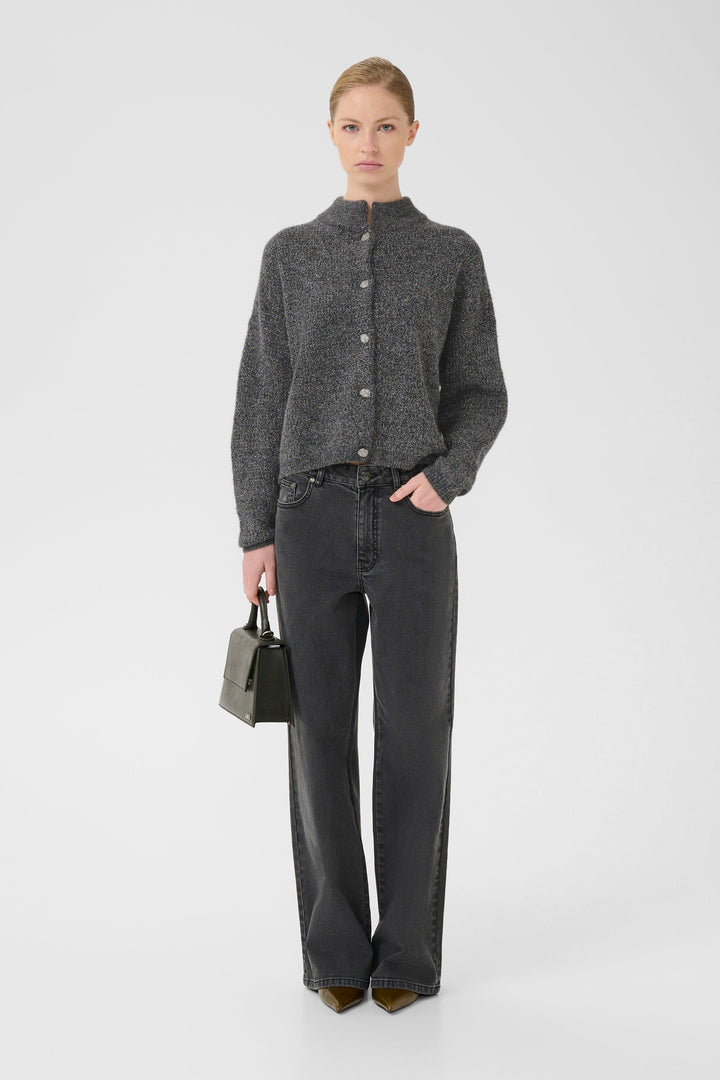 Gestuz - Gzalpha Shimmer Cardigan 10910817 - 108702 - Charcoal Melange With Lurex Cardigans 