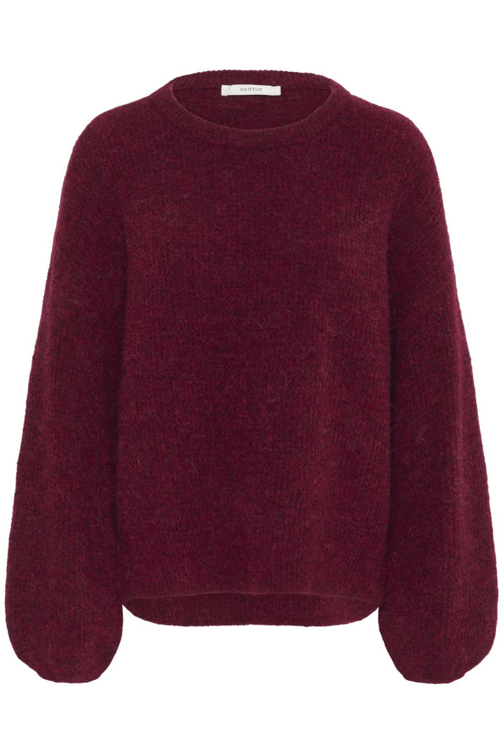 Gestuz - Gzalpha Slit Pullover 10910590 - 107340 - Blood Red Mélange Strikbluser 