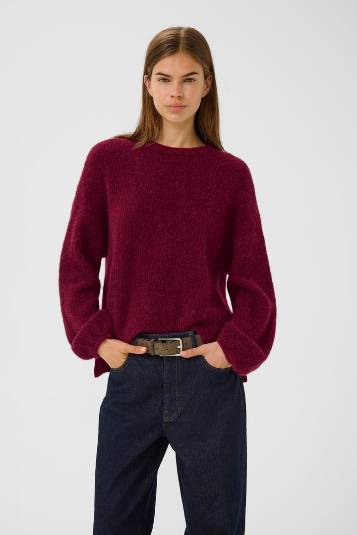 Gestuz - Gzalpha Slit Pullover 10910590 - 107340 - Blood Red Mélange Strikbluser 