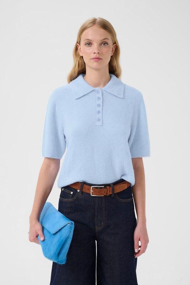 Gestuz - Gzalpha Ss Polo Pullover 10910852 - 108869 - Centaurea Mélange Strikbluser 