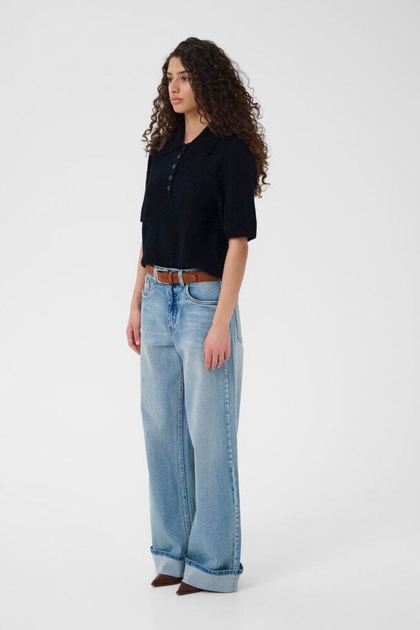 Gestuz - Gzalpha Ss Polo Pullover 10910852 - 108935 - Skycaptain Mélange Strikbluser 