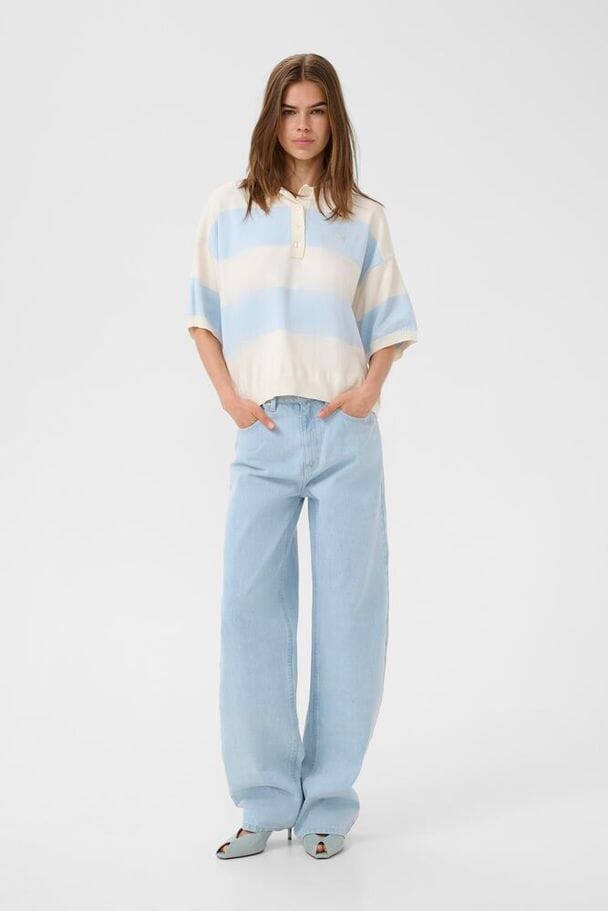 Gestuz - Gzmaia Ss Polo Pullover 10911141 - 109362 - Blue Finch Striped Strikbluser 