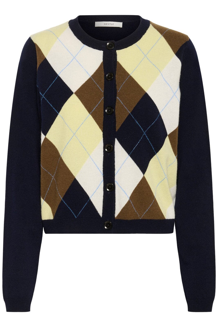 Gestuz - Gzmanzi Multi Cardigan 10910840 - 108825 - Skycaptain/Brown/Yellow Plum Cardigans 