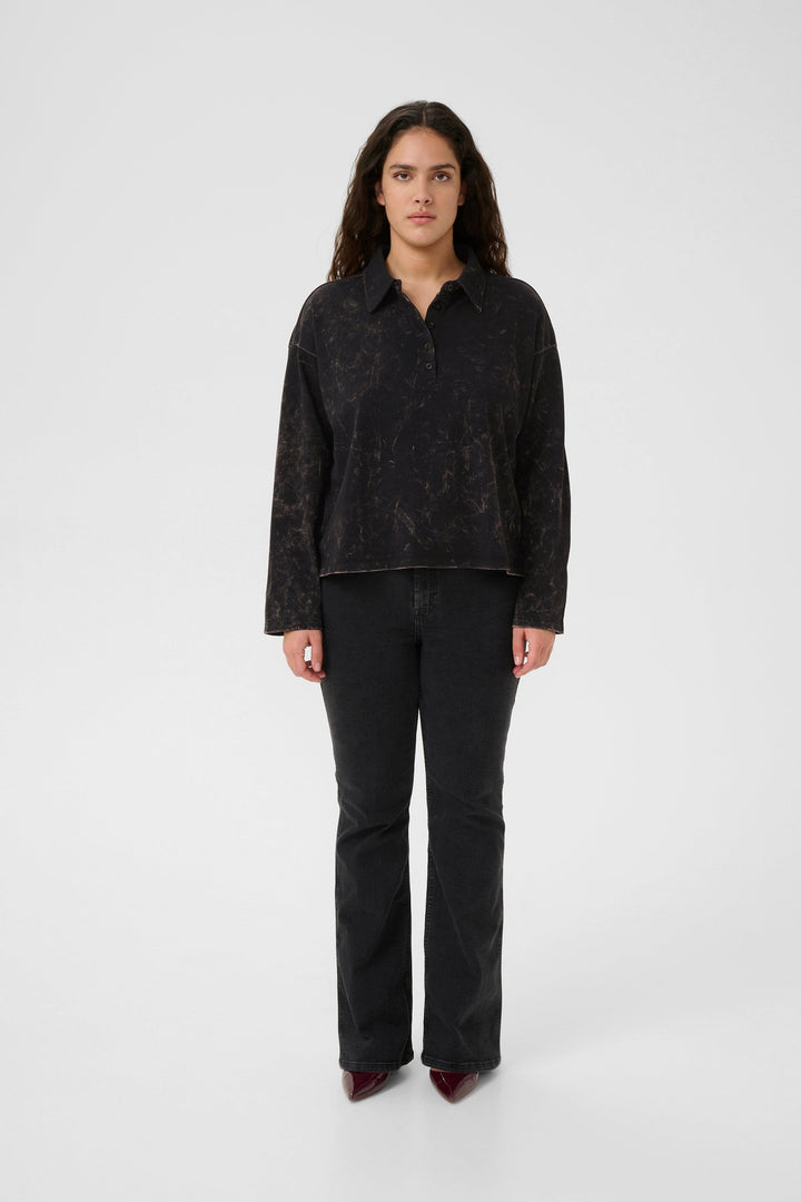 Gestuz - Gzneia Polo 10910662 - 108377 - Black Brown Washed Skjorter 