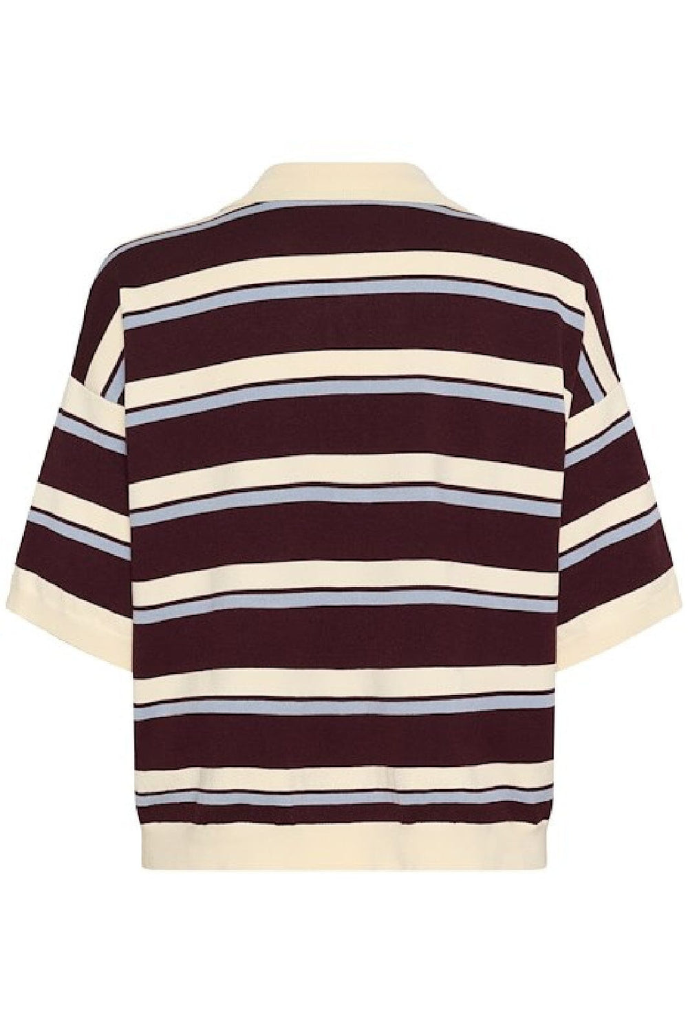 Gestuz - Gztaia Ss Polo Pullover 10910933 - 108876 - Aronia/Egret/Grey Blue Strikbluser 