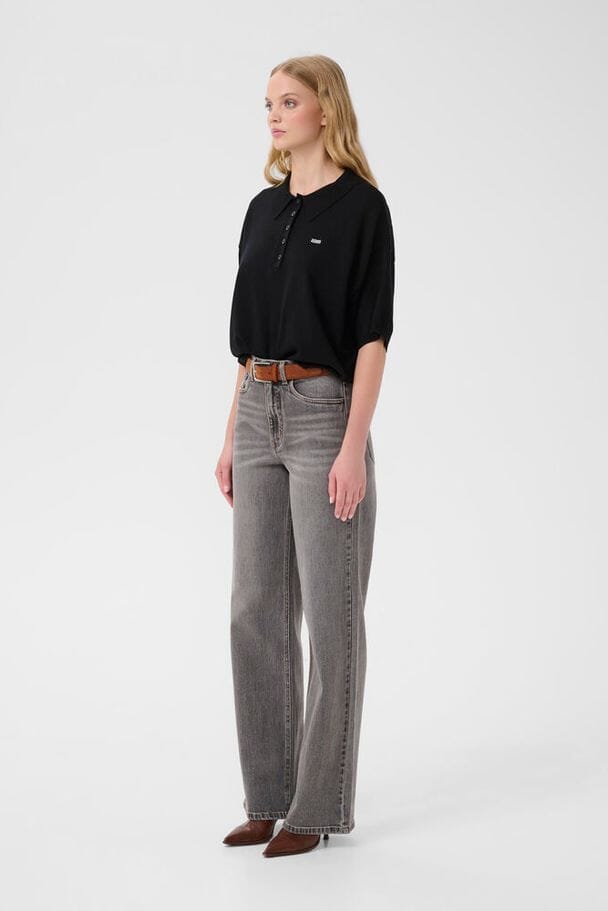 Gestuz - Gztalla Ss Polo Pullover 10910940 - 100017 - Black Strikbluser 