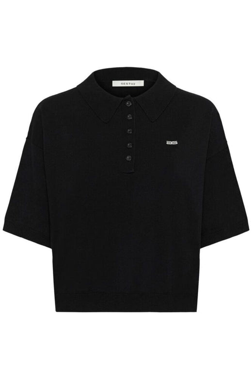 Gestuz - Gztalla Ss Polo Pullover 10910940 - 100017 - Black Strikbluser 
