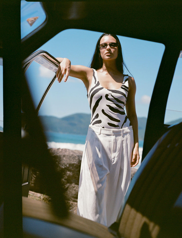 Gestuz - Gzzaiba Swimsuit 10911195 - 109379 - Graphic Black White Animal Badedragter 