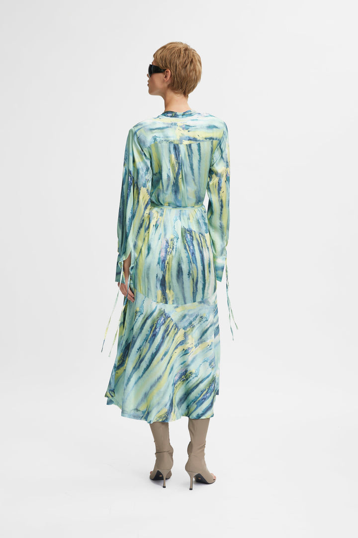 Gestuz - WaleryGZ P wrap dress - Green Aqua Art Kjoler 