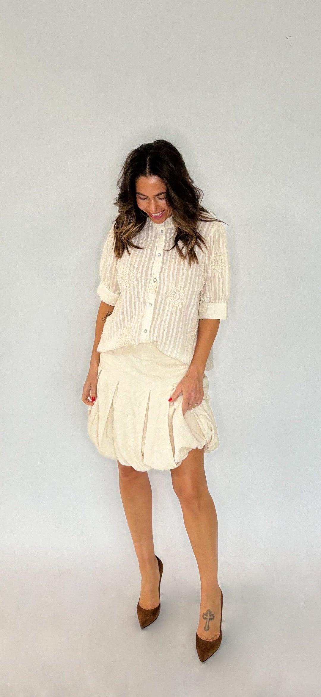 Gossia - Milgo Blouse G2466 - Creme Bluser 
