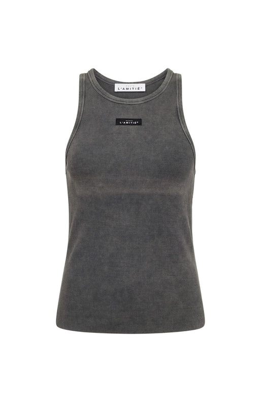 Haute L'Amitié - Acid Rib Badge Tank HL10510 - Black Acid Wash