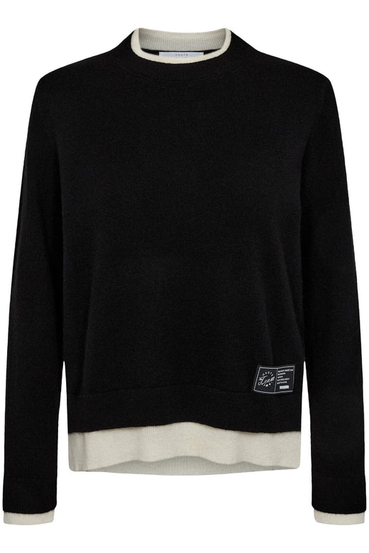 Haute L'Amitié - Cash Two-In-One Pullover HL10302 - Black/ Off-White Strikbluser 