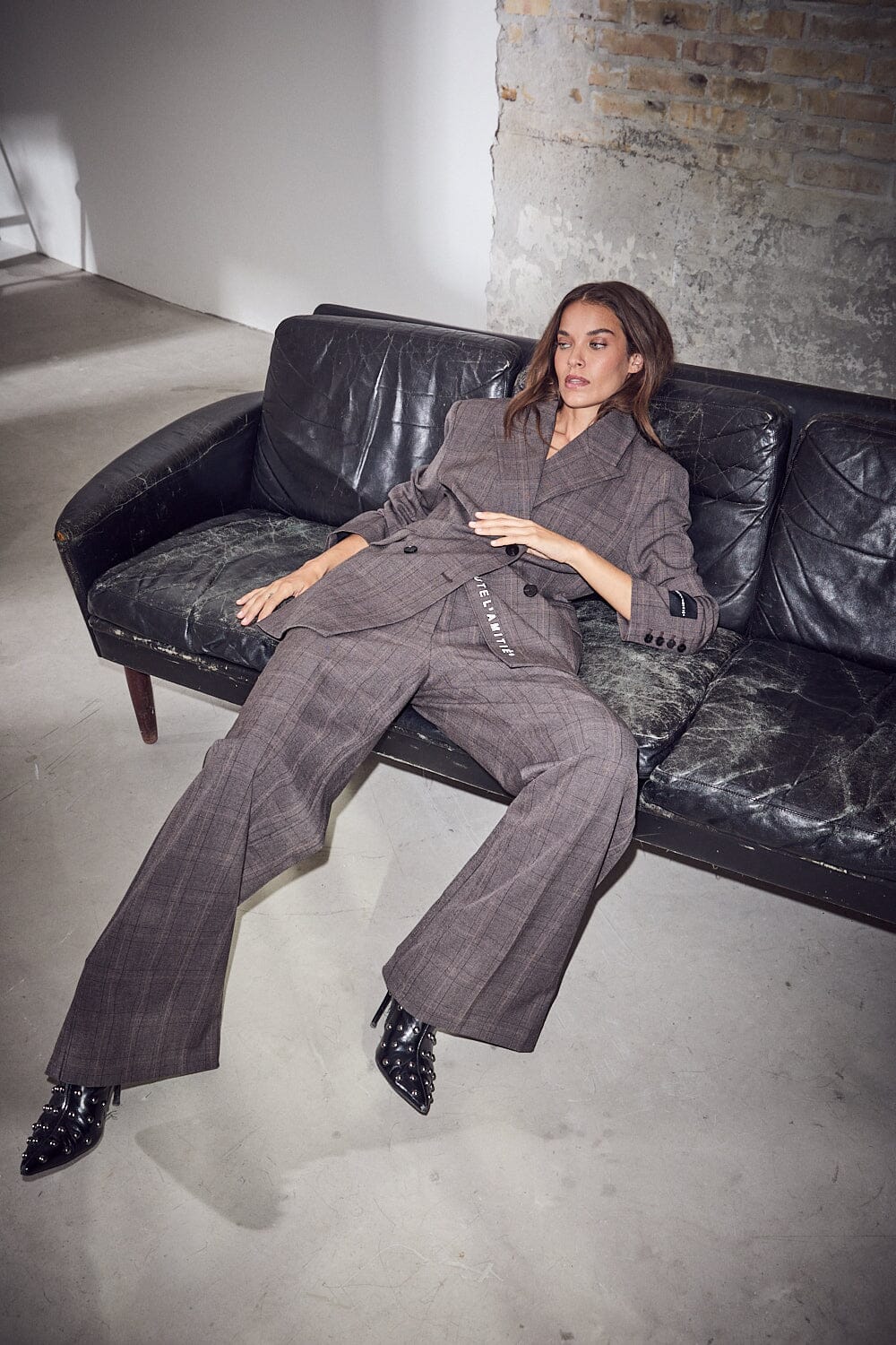 Haute L'Amitié - Check Fit Plain Pant HL10845 - Mocca Bukser 