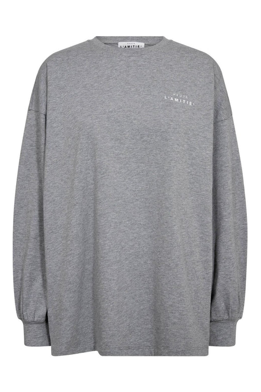 Haute L'Amitié - Crew Neck Ls Tee HL10420 - Grey Melange/ White Print T-shirts 