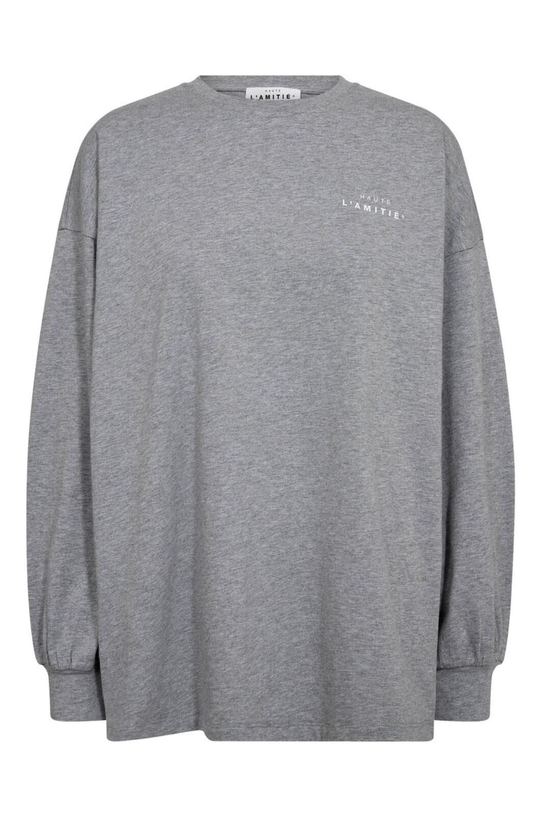 Haute L'Amitié - Crew Neck Ls Tee HL10420 - Grey Melange/ White Print T-shirts 