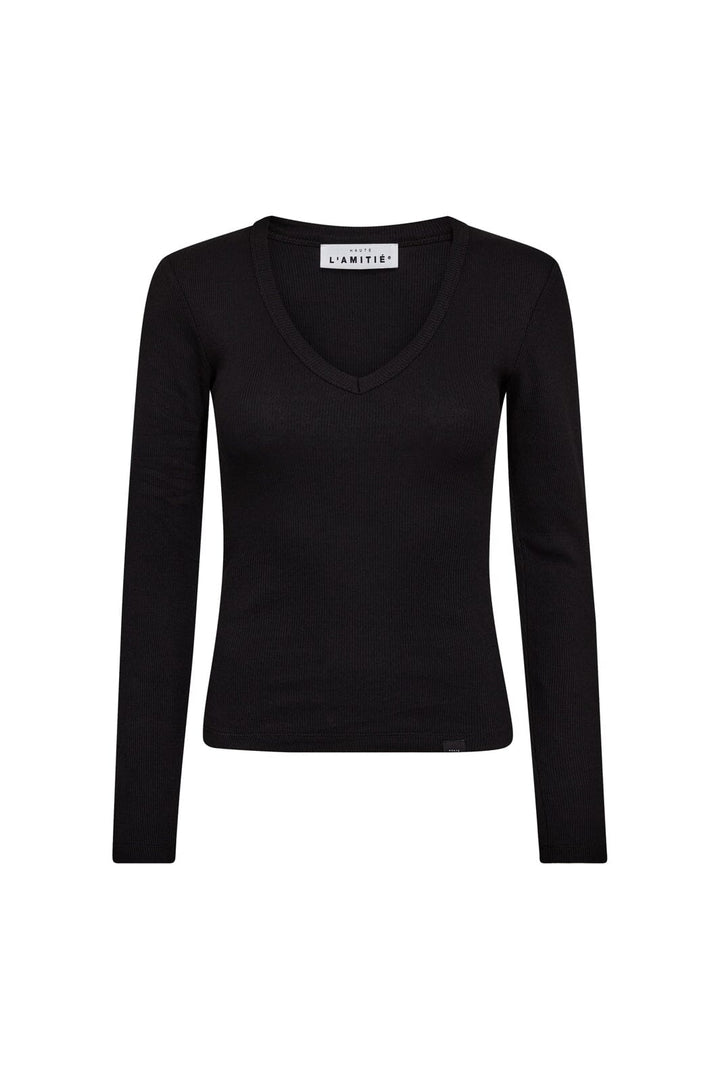 Haute L'Amitié - Deep V Ls Rib Tee HL10822 - Black