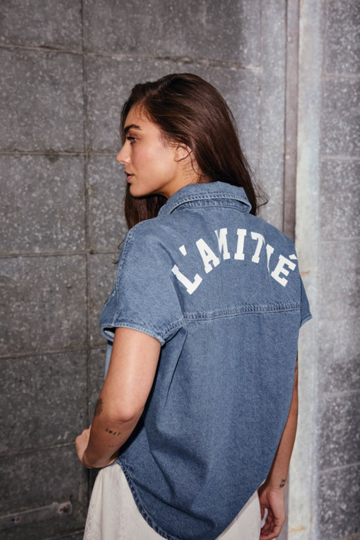 Haute L'Amitié - Denim Ns Logo Shirt HL10593 - Used Denim Skjorter 