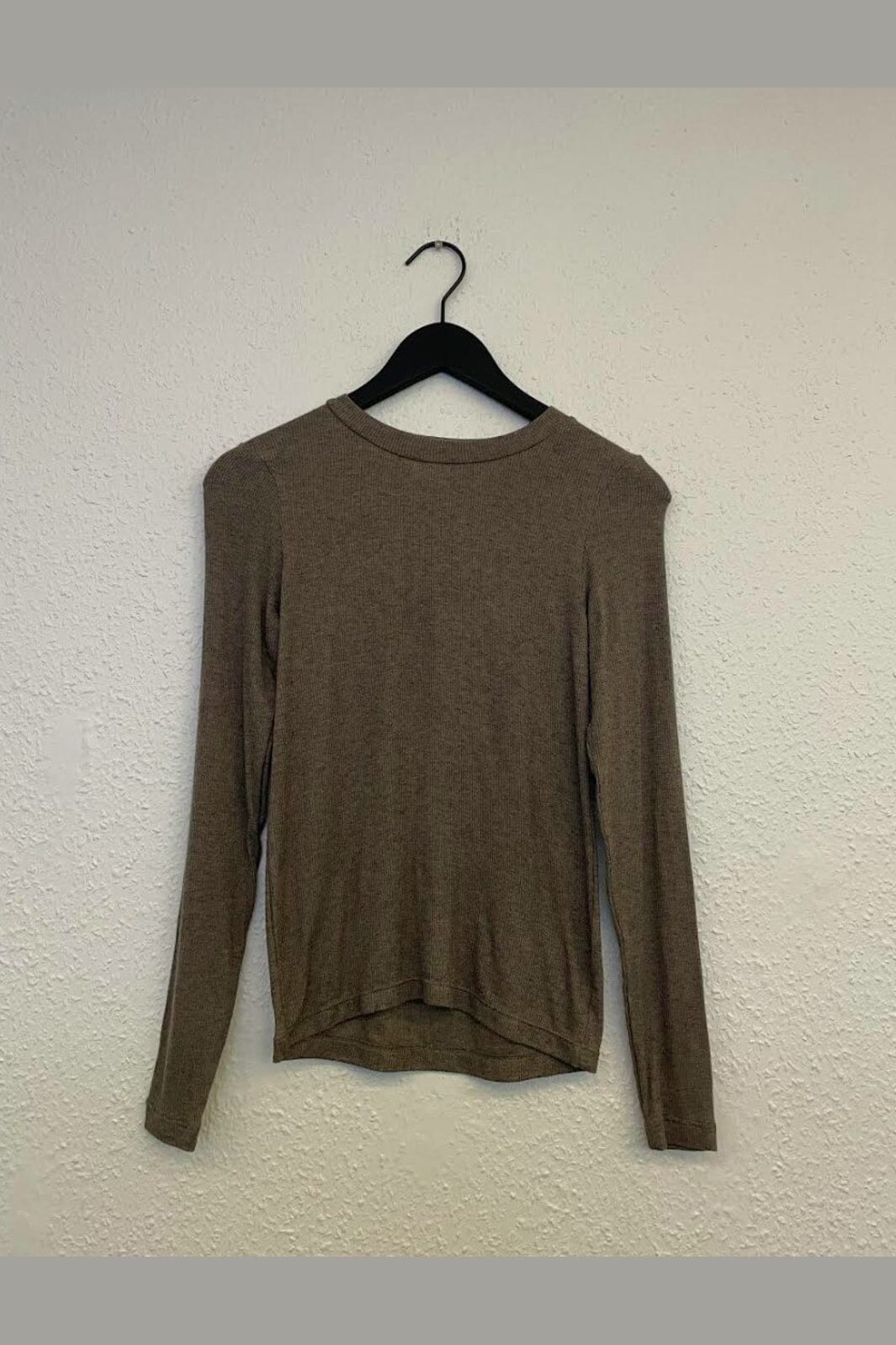 Haute L'Amitié - Fine Wool Ls Rib Tee HL11256 - Walnut Melangé