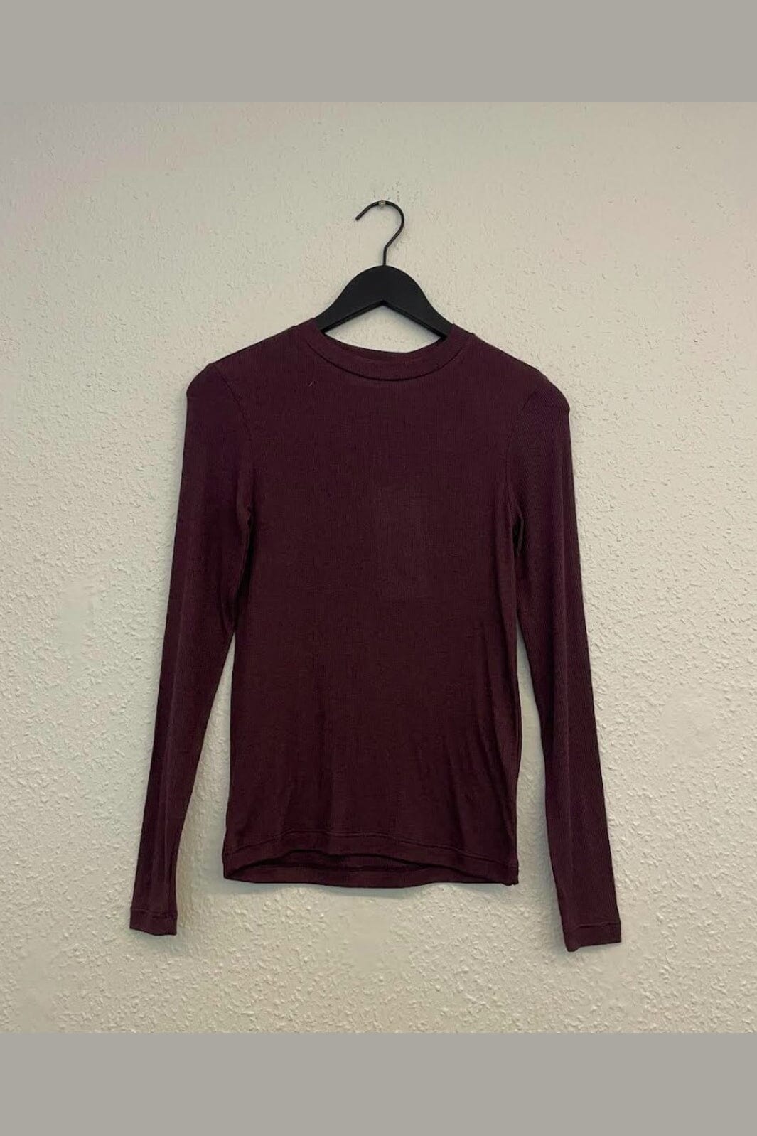 Haute L'Amitié - Fine Wool Ls Rib Tee HL11256 - Wine Melangé