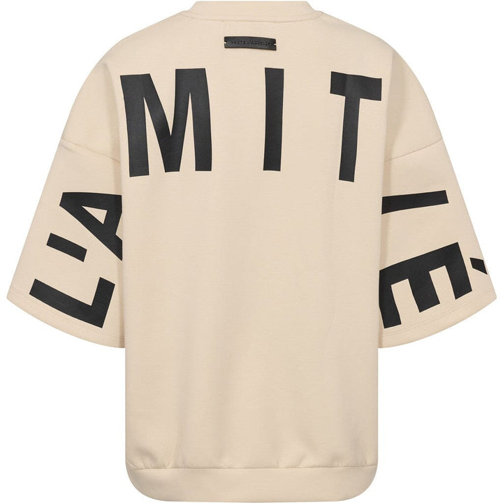 Haute L'Amitié - Maxi Split Ss Logo Sweat HL10461 - Pearl/ Black Sweatshirts 