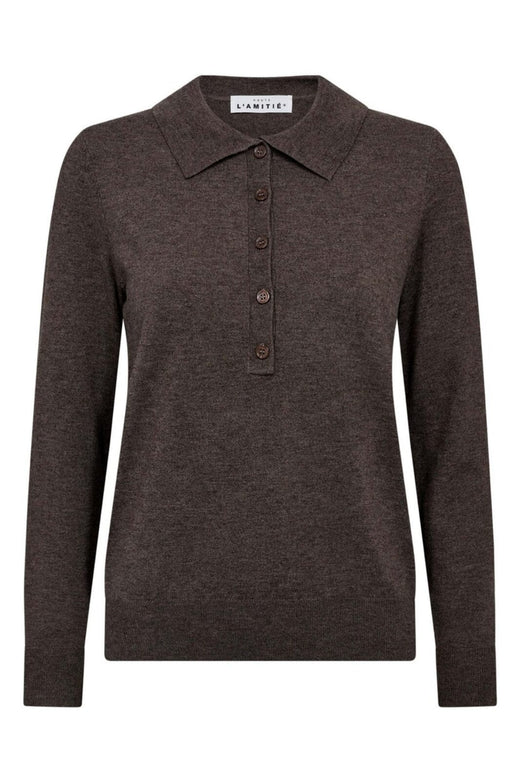 Haute L'Amitié - Premiere Ls Polo Knit HL10004 - Mocca Strikbluser 