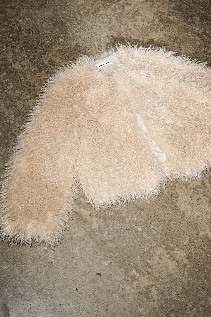 Haute L'Amitié - Tibet Crop Fur Jacket HL10676 - Off-White Jakker 