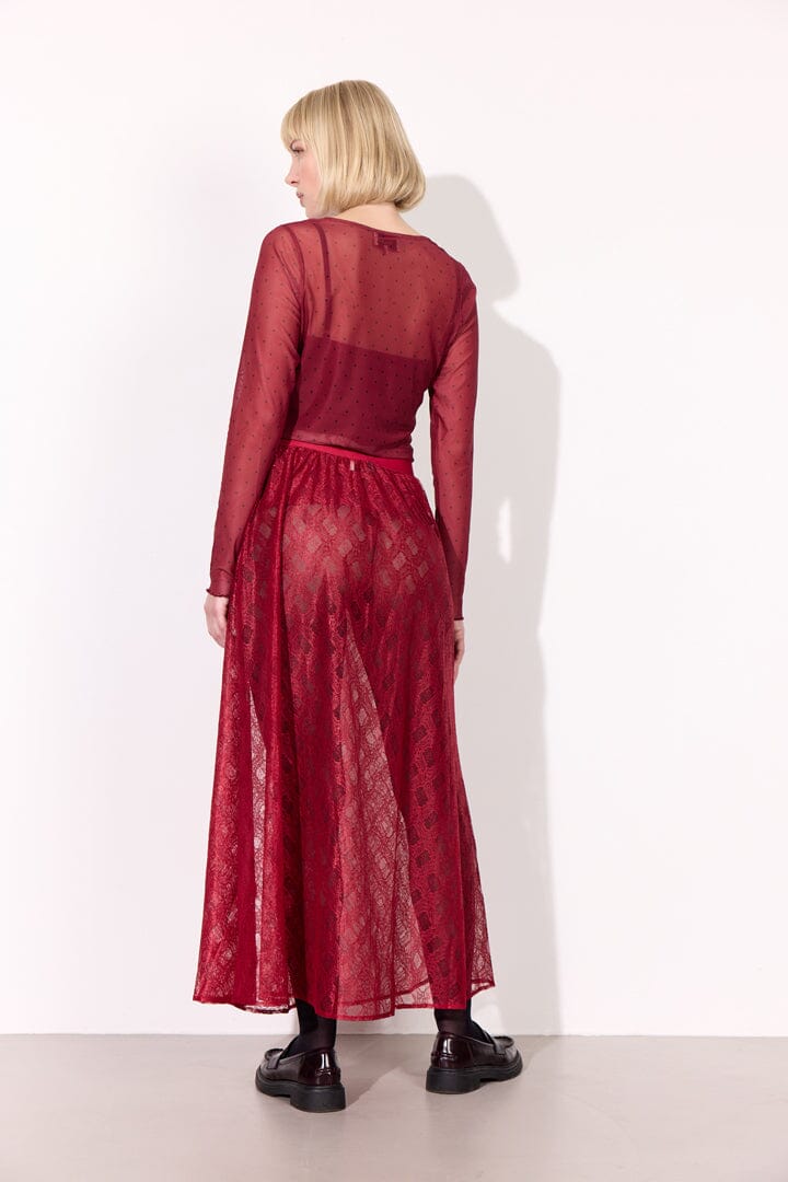 Hunkøn - Tova Mesh Blouse 25935 - Zinfandel Bluser 