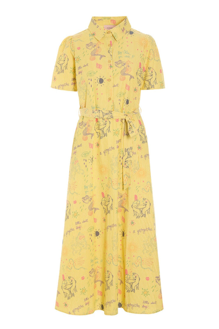 Hunkøn - Zoe Dress 26062 - Yellow Sea Creatures Art Print Kjoler 