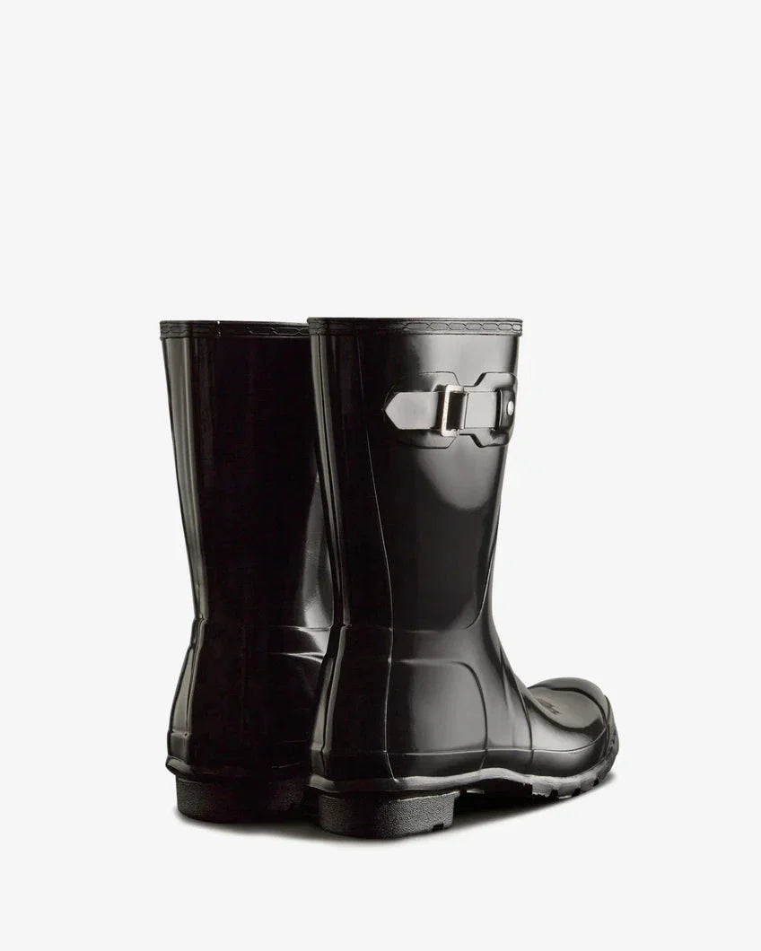 Hunter - Womens Original Short Gloss Boot Wfs1000rglblk - Black Gummistøvler 