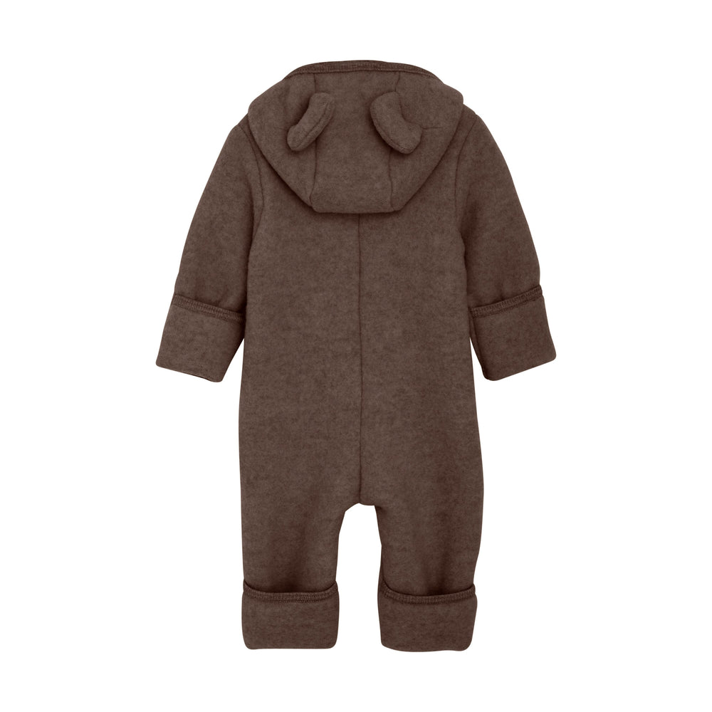 Huttelihut - Pram Suit Ears Wool Fleece (S) - Brown Melange Heldragter 