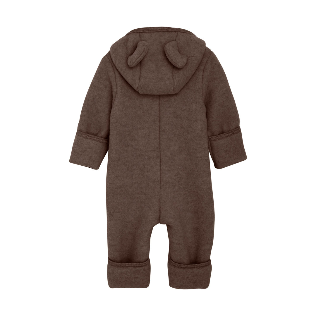 Huttelihut - Pram Suit Ears Wool Fleece (S) - Brown Melange Heldragter 