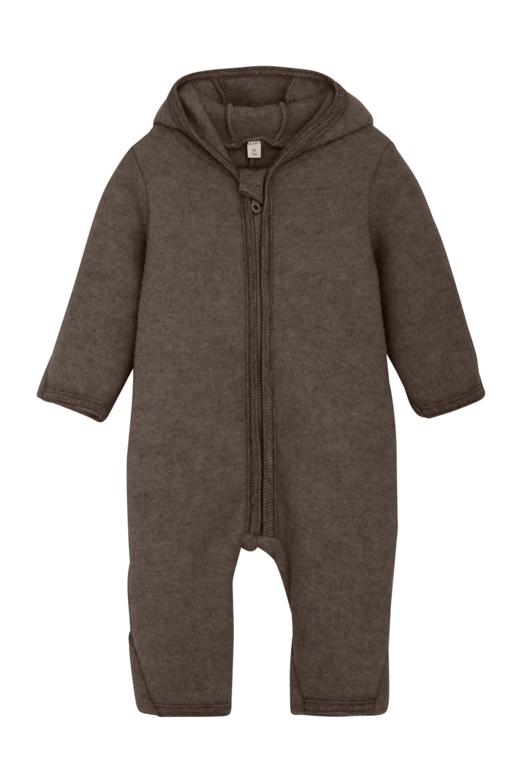 Huttelihut - Pram Suit Ears Wool Fleece (S) - Brown Melange Heldragter 