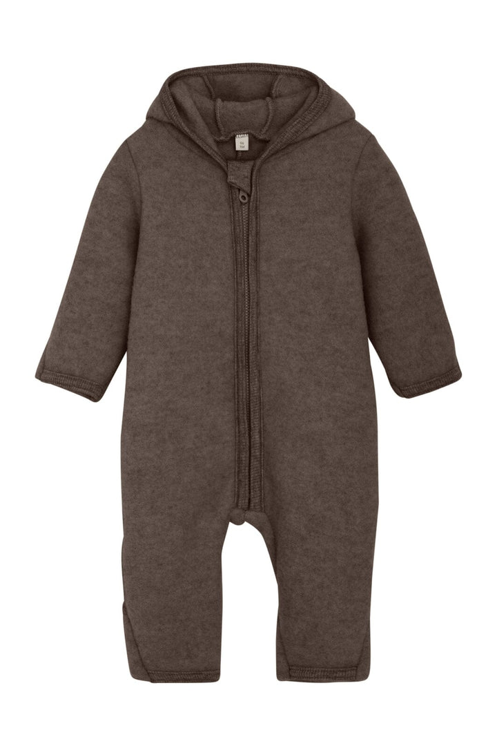 Huttelihut - Pram Suit Ears Wool Fleece (S) - Brown Melange Heldragter 