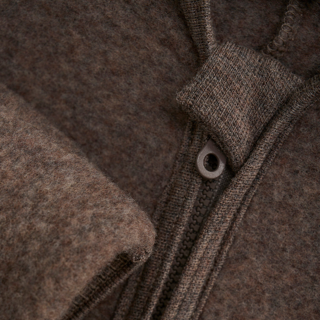 Huttelihut - Pram Suit Ears Wool Fleece (S) - Brown Melange Heldragter 