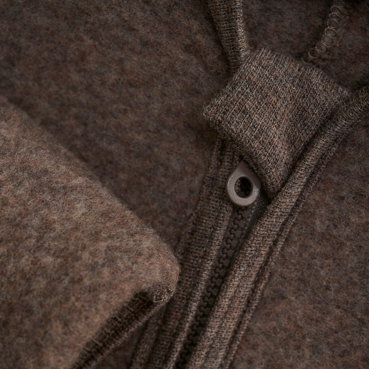 Huttelihut - Pram Suit Ears Wool Fleece (S) - Brown Melange Heldragter 