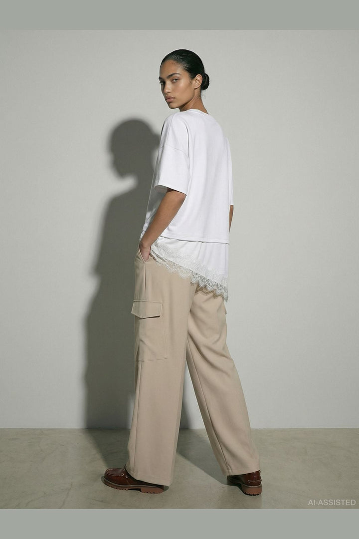 Hypedrop - Hdkora Ss Boxy Layered Lace T-Shirt 32000847 - 5191860 - White