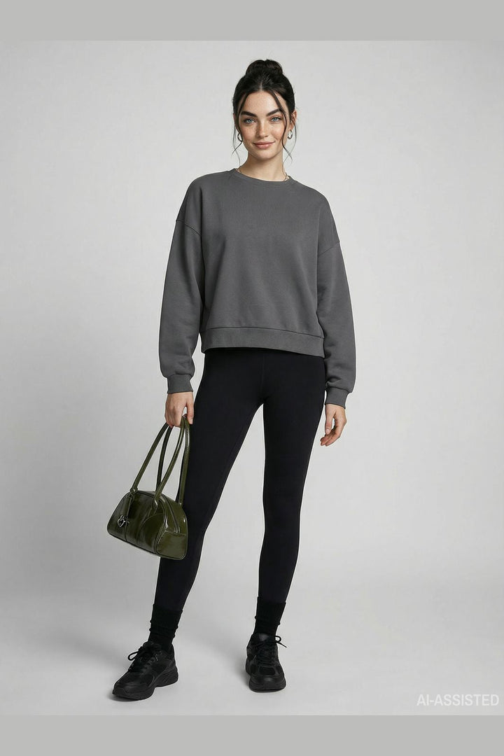 Hypedrop - Hdyumi Cropped Ls Sweat 32000475 - 5130377 - Iron Gate