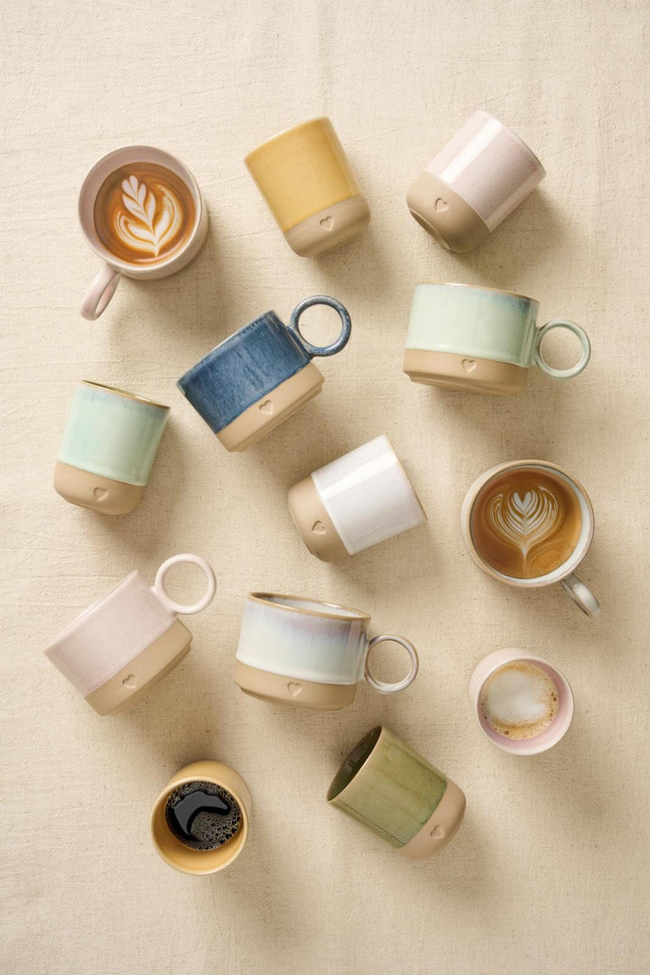 Ib Laursen - Krus u/hank Heart mat brunt ler m/rosa kant 190 ml - Stentøj - 2467-07