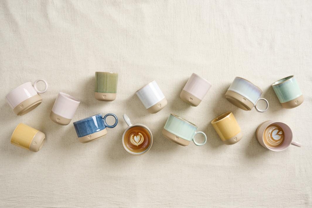 Ib Laursen - Krus u/hank Heart mat brunt ler m/rosa kant 190 ml - Stentøj - 2467-07