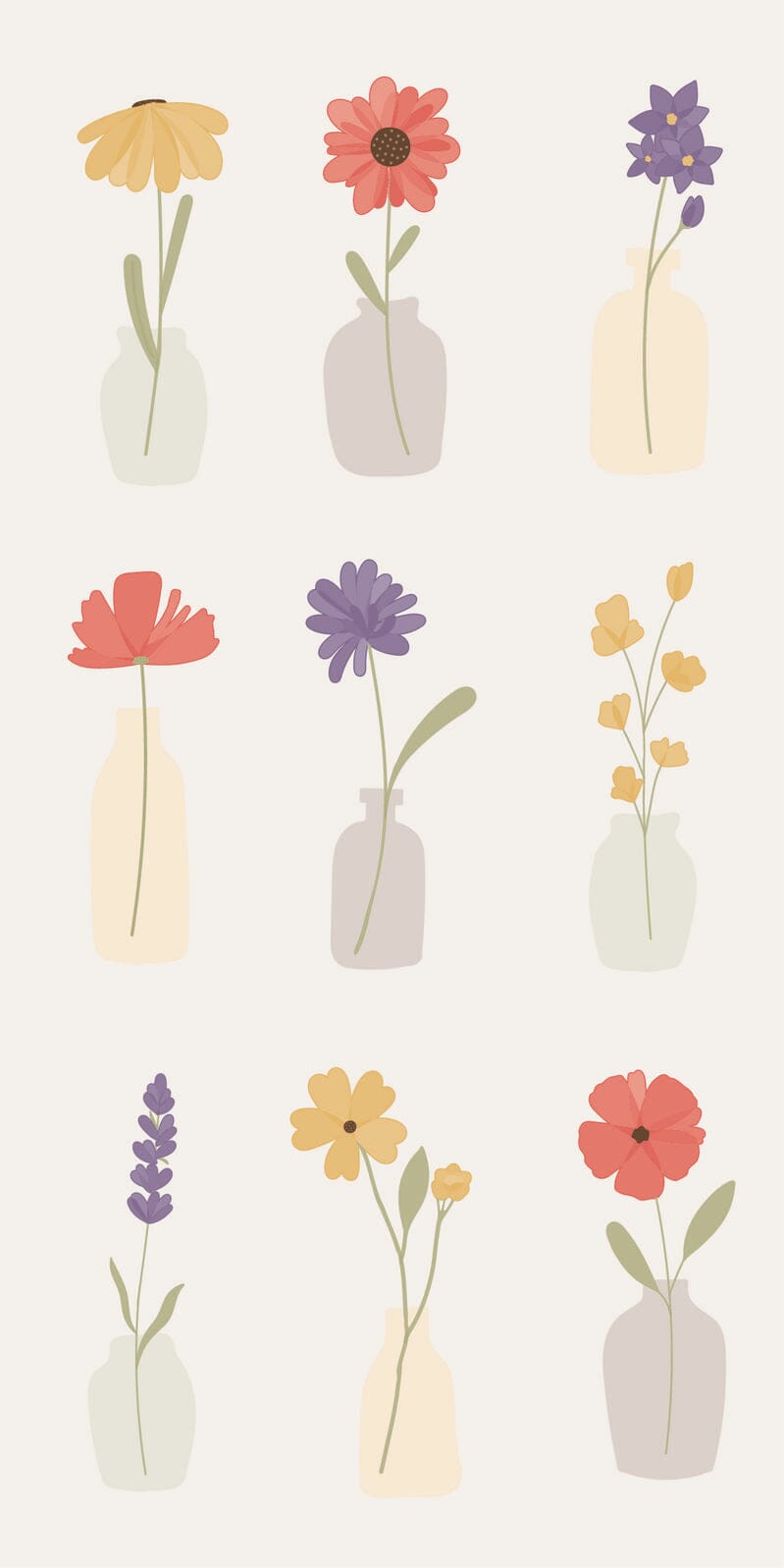 Ib Laursen - Serviet 10x20 cm blomster i vaser 16 stk/pk - Papir - 95871-00