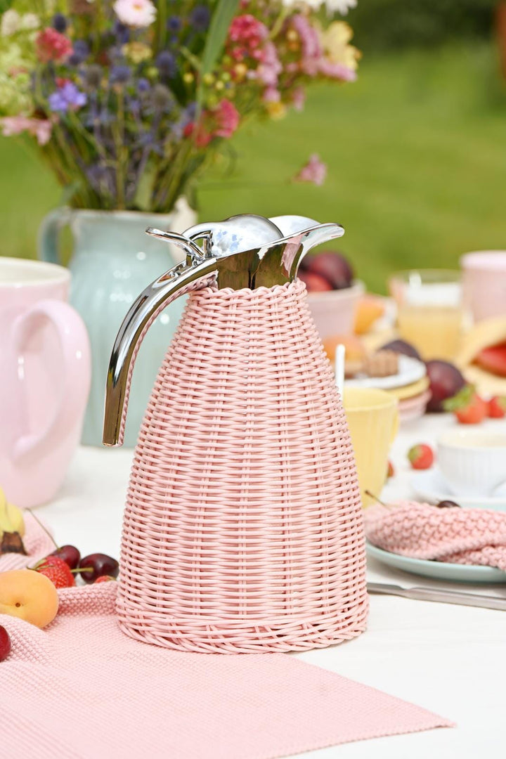 Ib Laursen - Termokande lyserød polyrattan håndflettet 1,5 ltr - Polyrattan, Rustfrit stål, Plastik - 1619-07