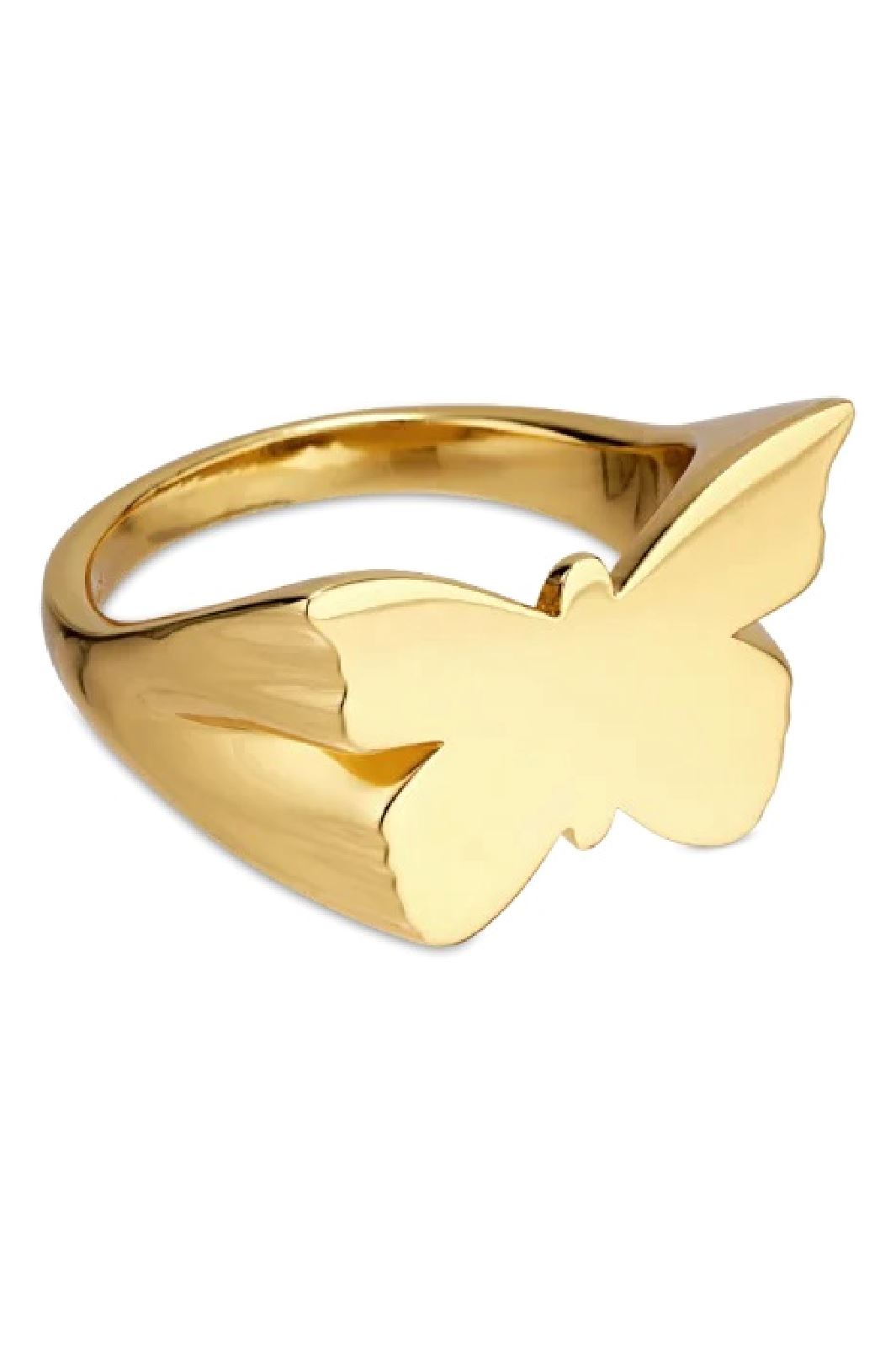 Jane Kønig - Butterfly Signet ring - Forgyldt Ringe 