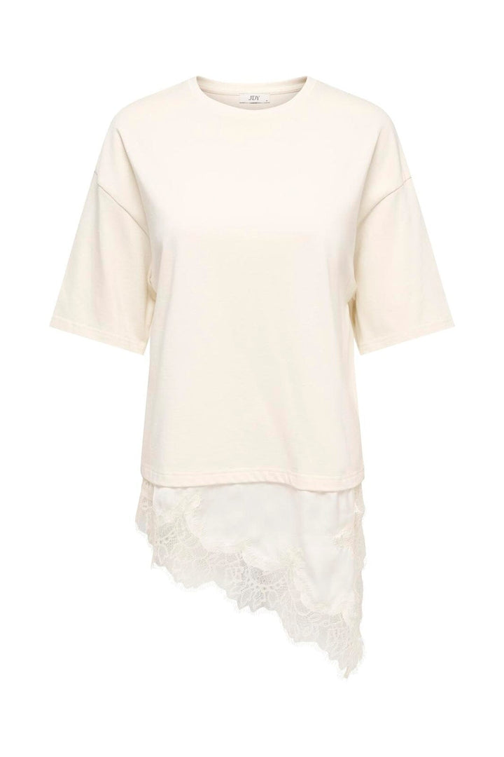 JDY - Jdyalma 2/4 Lace Detail T-Shirt - 5123527 Egret