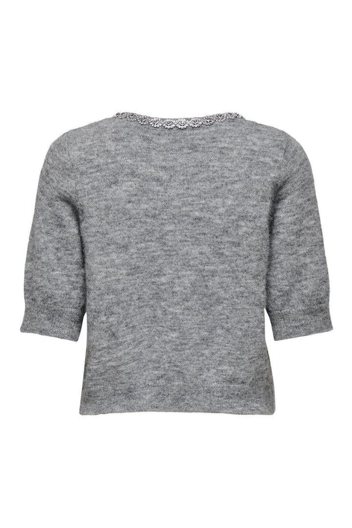 JDY - Jdyalva Life 2/4 Embel Cardigan Knt - 4743463 Medium Grey Melange Silver Embellishment