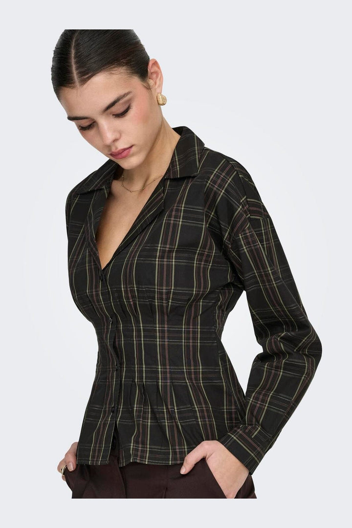 JDY - Jdybetty Life L/S Fitted Shirt - 5083303 Slate Black Green&Red