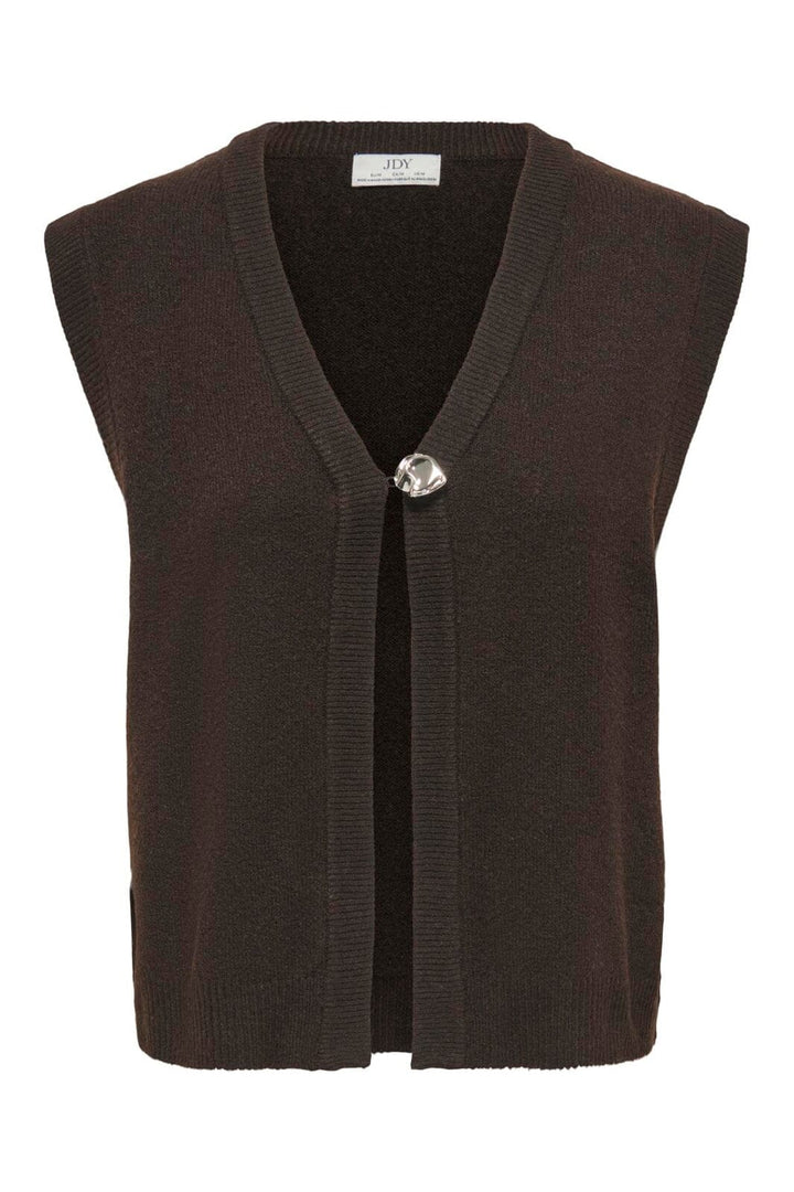 JDY - Jdybrilliant Life S/L Onebutton Vest Knt - 5104950 Coffee Bean Melange