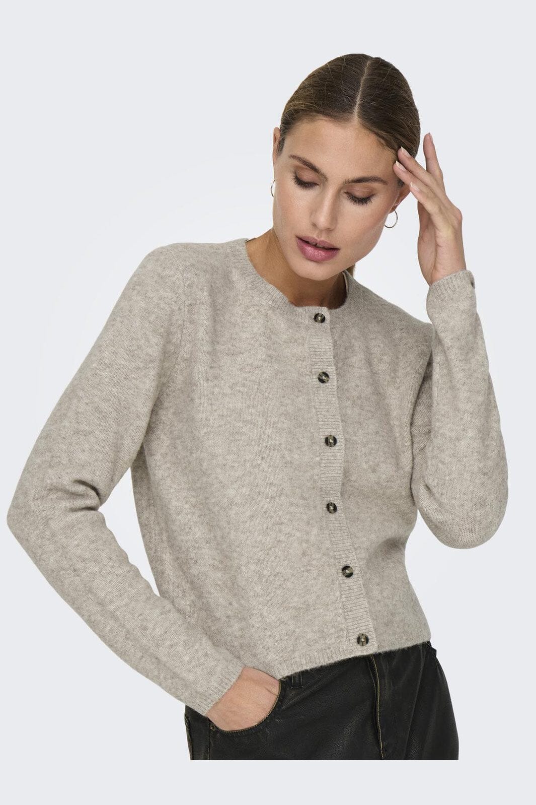 JDY - Jdychloe Life L/S Cardigan Knt - 4571127 Turtledove Melange