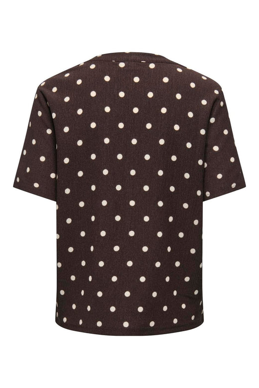 JDY - Jdydebbie Ss V Neck Top Dia - 5058910 Coffee Bean Sandshell Dot