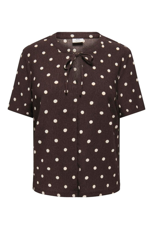 JDY - Jdydebbie Ss V Neck Top Dia - 5058910 Coffee Bean Sandshell Dot